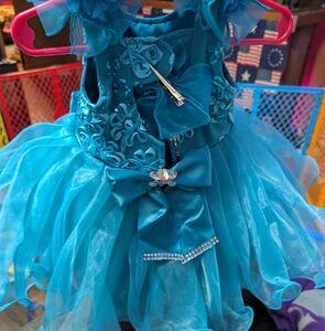 Blue Sparkly Dance Costume Dress